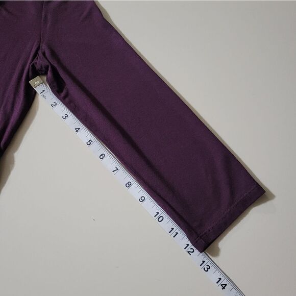 LOGO by Lori Goldstein® Burgundy Round-neck  Mixed Media Short Sleeve Dress - Picture 6 of 11